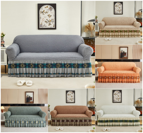 High stretch skirted sofa - high,
